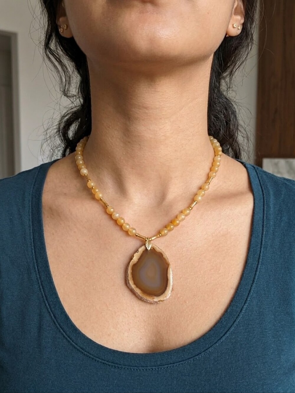 Rock PENDANT YELLOW STONE NECKLACE